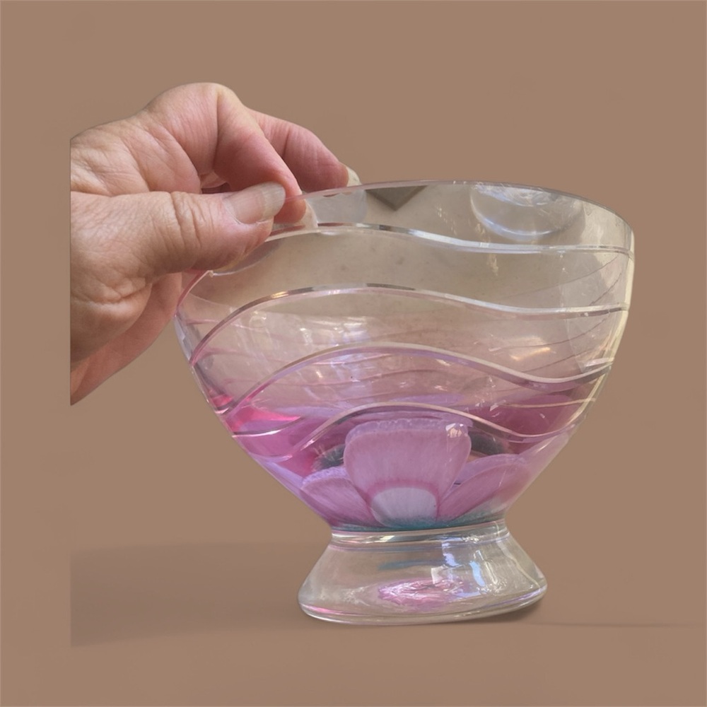 Crystal bowl pink floral design